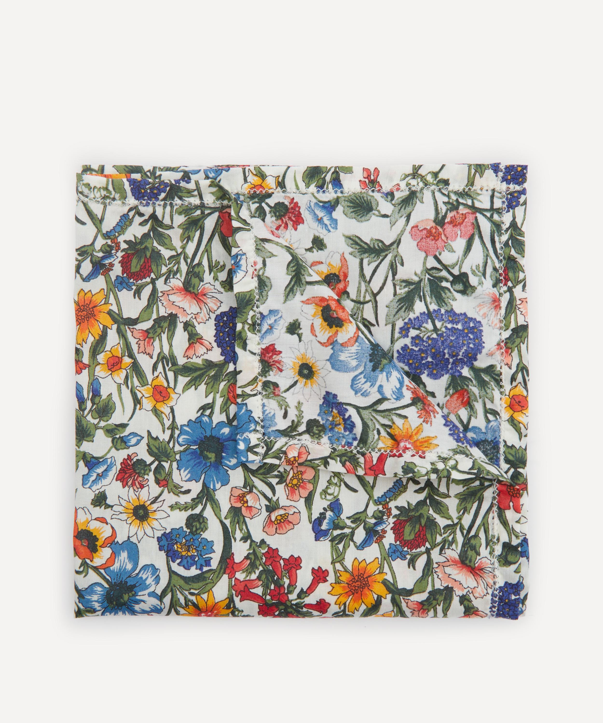 SUPERNOVA Aqua Blue Floral Pocket Square Handkerchief Liberty Fabric 60s